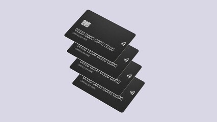 Sleek black credit cards stack