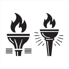Four Variations of Classic Torch Silhouettes vector on a white background