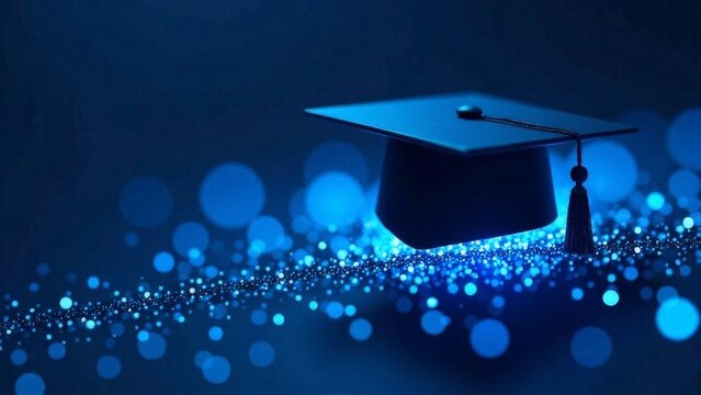 Sparkly magic graduation hat with bokeh.