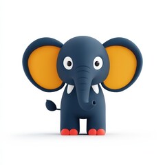 Fototapeta premium a cute elephant cartoon, animal character, 3D illustration, glossy and vivid, isolated on white background