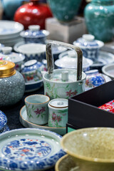 Exquisite Traditional Ceramic Collection Featuring Colorful Tea Sets and Decorative Plates