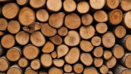 Stacked Cut Logs with Visible Tree Rings