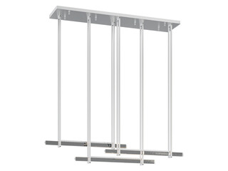 RH Audubon Triple Bar Linear Chandelier - Elegant Lighting Fixture Against Black Background