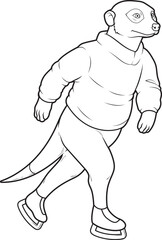 Meerkat Ice skating Ice skates Animal Vector Graphic Art Illustration