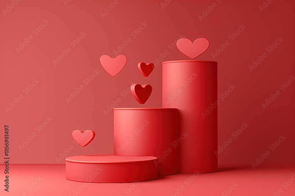 Aufkleber valentine's day background red display with floating hearts creating a romantic and playful atmosphe