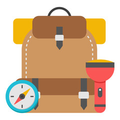 A colored design icon of backpack
