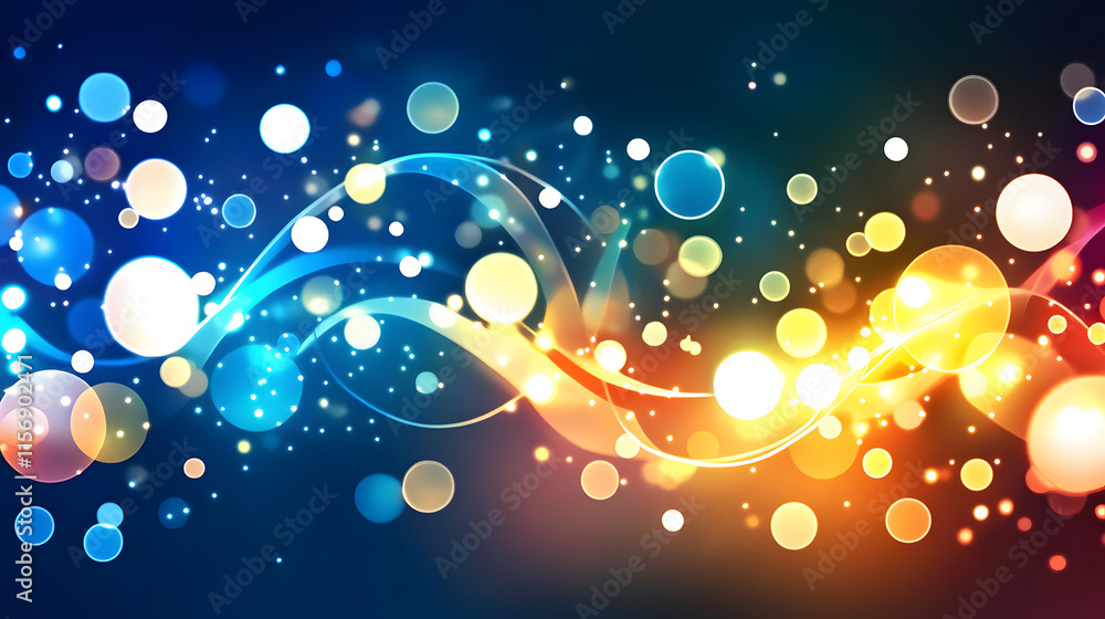 Leinwandbilder colorful abstract background with glowing circles and waves, creating a dynamic visual effect