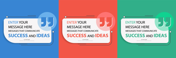 Bubble quote frame banner, Testimonial social media post template isolated on background. Speech bubbles and text box with copyspace. infographic Vector Illustration.