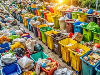 Efficient Waste Sorting: Multiple Recycling Bins for Sorted Waste Disposal