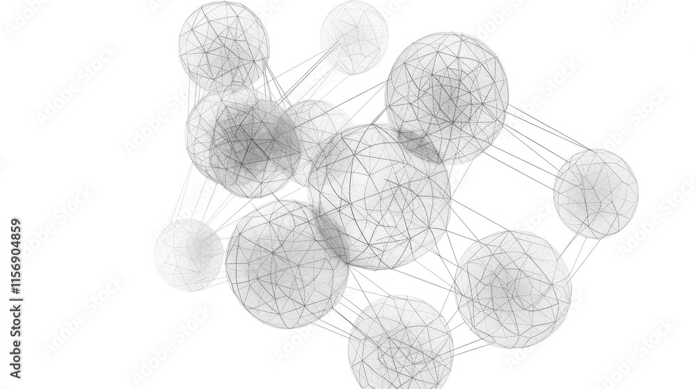 Leinwandbilder abstract representation of interconnected spheres and lines illustrating concepts of network, data c