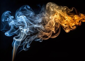 Elegant Ash Smoke Swirls on Black Background - Vertical Stock Photo