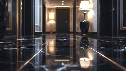 Obraz premium Elegant Black Marble Floor Design