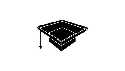 geometric Graduation Cap, black isolated silhouette