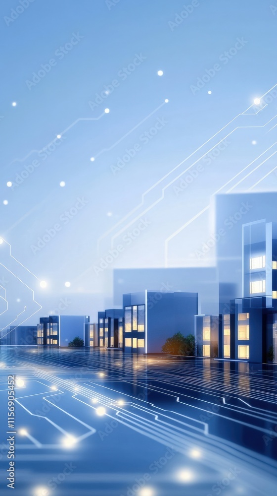 Aufkleber modern urban landscape with digital elements representing connectivity and innovation in smart city 