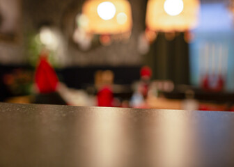 Close up of kitchen countertop with blurred background, shallow depth of field