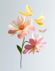Fototapeta premium Beautiful arrangement of delicate pastel flowers showcasing nature's artistry in a serene composition