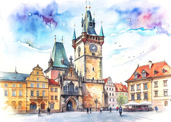 Fototapeta premium The Historic Prague Town Hall Located In The Charming Old Town Square