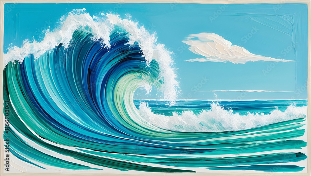 Poster dynamic, colorful waves with smooth gradients, creating an energetic and eye-catching abstract backg
