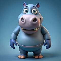 A cute cartoon hippopotamus smiles for the camera.