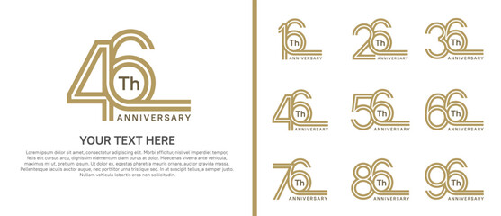 logo anniversary set. brown color double line on white background for special event