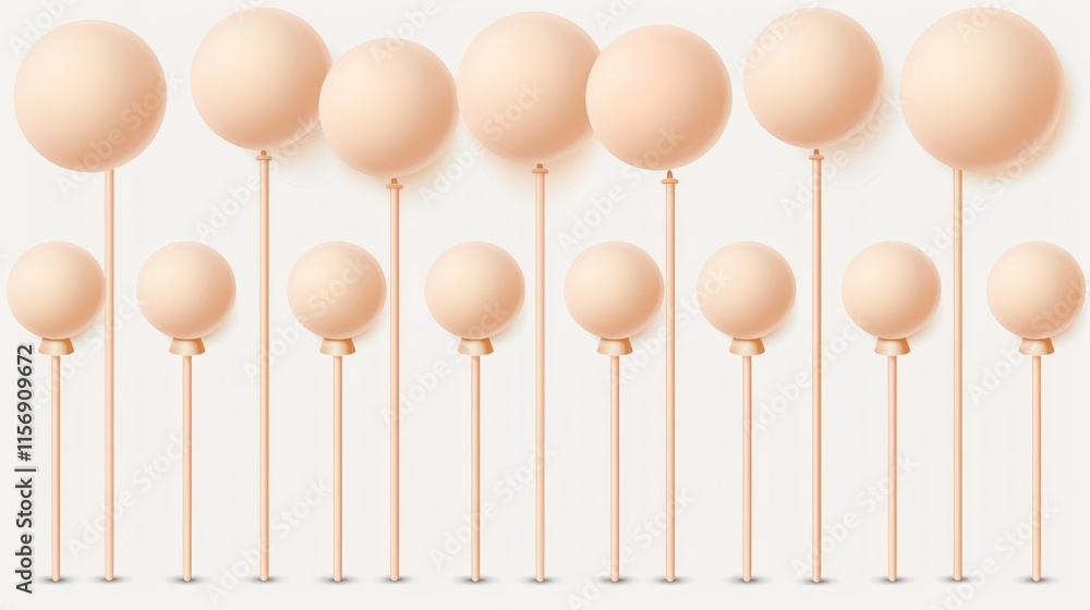 Leinwandbilder abstract composition of various sizes of spherical shapes with upright sticks, showcasing a harmonio