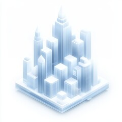 Fototapeta premium Isometric Glass Skyscrapers Towering Above: Modern Architecture, Urban Design, High-Rise Structures, and Real Estate Development