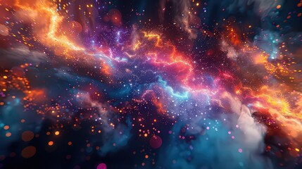 Fototapeta premium Quantum entanglement paints the universe in a mesmerizing dance of intertwined colors, echoing the harmony of entangled particles