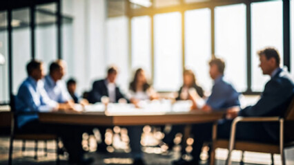 Defocused board of directors meeting blurred background