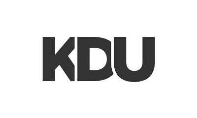 KDU logo design template with strong and modern bold text. Initial based vector logotype featuring simple and minimal typography. Trendy company identity.