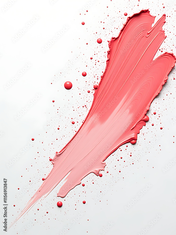 Poster white surface has stains from red brush paint creating an abstract background effect with subtle vib
