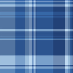 Scarf check plaid tartan, costume pattern texture textile. Mature seamless vector fabric background in blue and light colors.