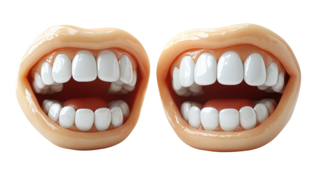 Laughing face with teeth isolated on white background 