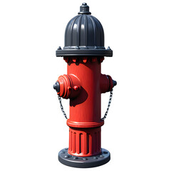 Glossy Red Fire Hydrant Icon on Transparent Background for Emergency and Safety Designs