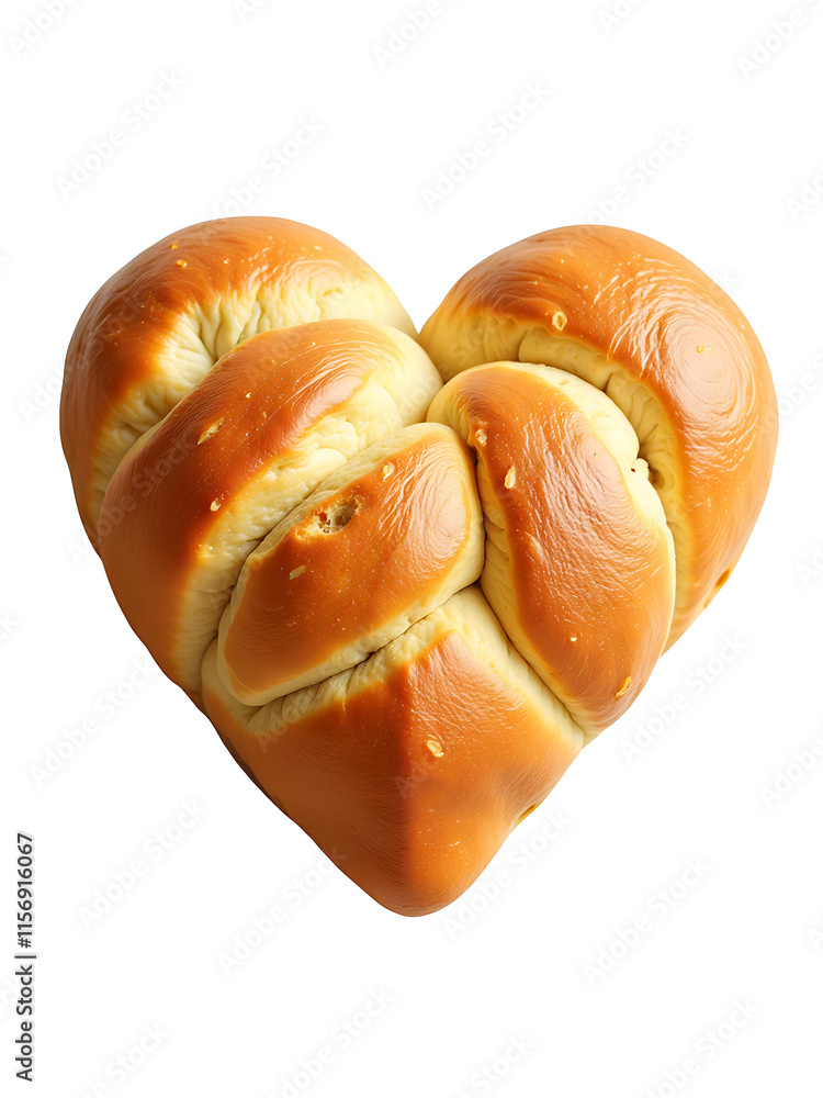 Poster White Background With Bread Shaped Like A Heart Isolated On It And Also Available As A Png Transparent Image. 00003