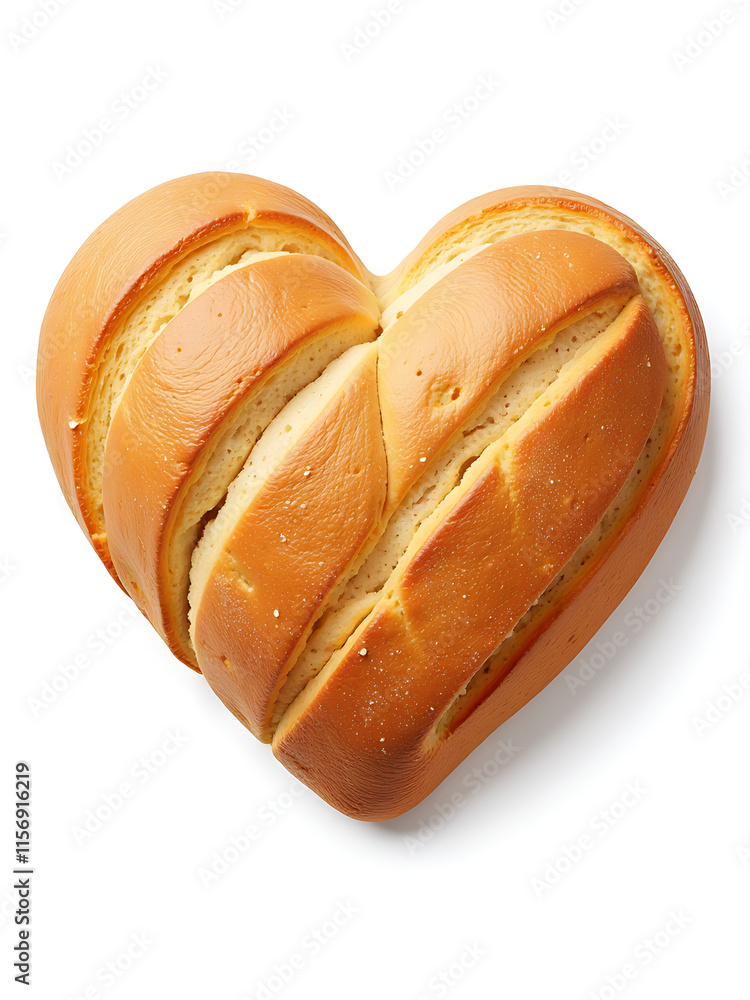 Poster White Background With Bread Shaped Like A Heart Isolated On It And Also Available As A Png Transparent Image. 00002