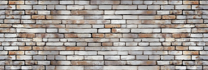 Obraz premium Vintage white wash brick wall texture for design. Panoramic background for your text or image.