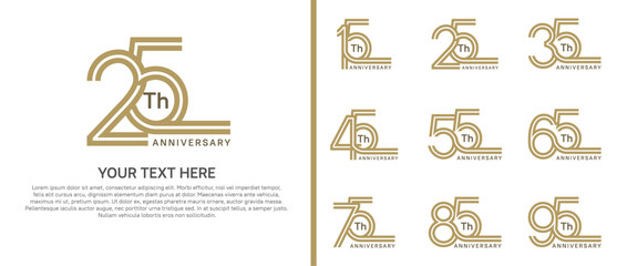 logo anniversary set. brown color double line on white background for special event