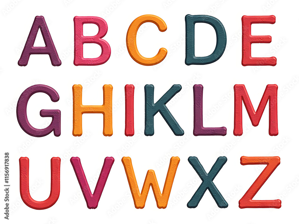 Poster Wax Crayon Alphabet Font Letters Are Printed In A Seamless Pattern Over A Clean And Simple White Background. 00003