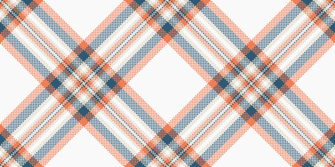 Damask background plaid vector, smooth tartan check pattern. Styled texture textile fabric seamless in white and orange colors.