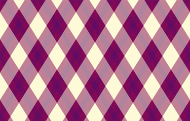 Fototapeta premium Argyle pattern of geometric rhombus. Harlequin check wallpaper design. Classic diamond shaped textile material for web background, print fabric clothing, sweater, wrapping paper, gift card, invitation
