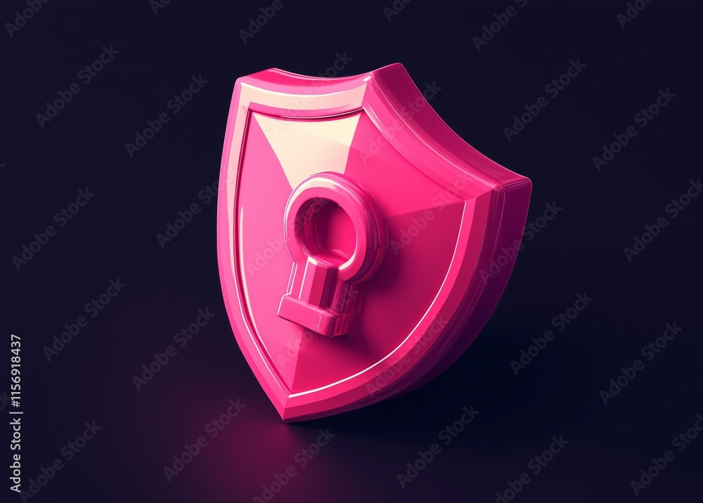 Aufkleber pink shield with keyhole icon 3d render: digital security and data protection concept