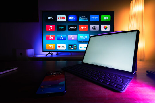 Streaming Platforms  Home TV channels editorial use Poland, Poznan 13.09.2024