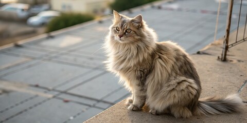Fluffy Persian Cat Posing, Adorable Pet, Rule of Thirds Composition