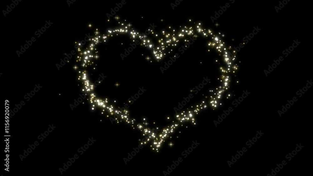 Poster love particle gold color for valentine event endless loop