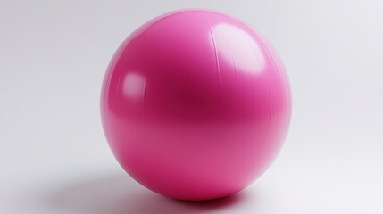 Obraz premium Glossy pink sphere casts soft shadows, showcasing smooth curves
