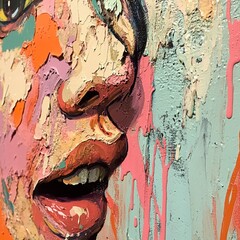 Expressive Female Portrait: A Vibrant Impasto Painting