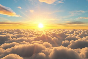 A breathtaking sunrise over a serene sea of clouds, symbolizing new beginnings and renewal during the Easter celebration, evoking feelings of hope and joy