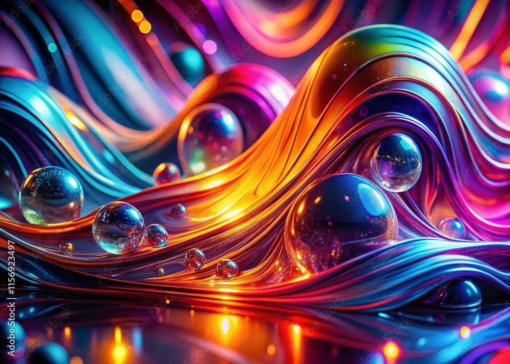 Aufkleber futuristic abstract flowing curves macro background - high resolution stock photo
