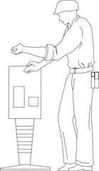 vector sketch illustration silhouette design of construction workers leveling the ground for concrete work.eps