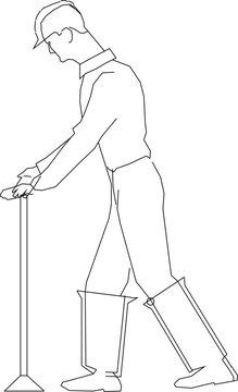 worker pushing tool, outline style clip art preview